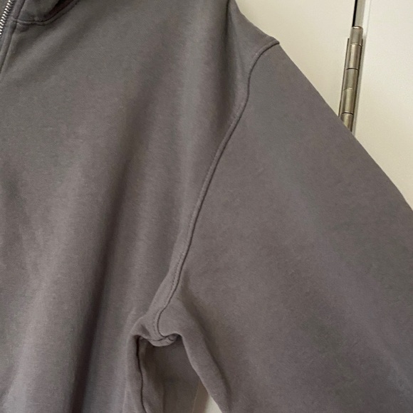 H&M Washed Grey Half-Zip Sweater Crop Sweatshirt XL - Picture 5 of 10